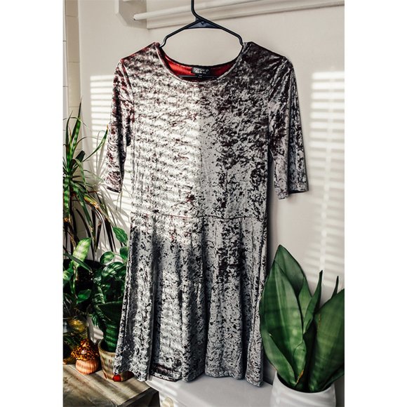 Crushed Velvet Top Shop Dress w. Keyhole Back - Picture 1 of 4